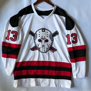 Signed Friday the 13th Jason Voorhees XL Hockey Jersey. Beckett COA